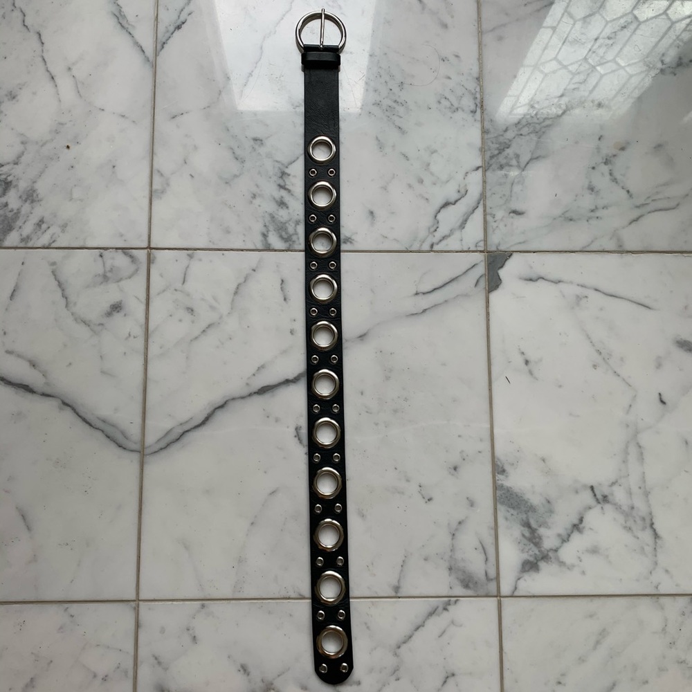 Urban outfitters silver and black hardware belt